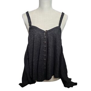 We The Free Black Asymmetrical Ruffled Tank Top Size XS
